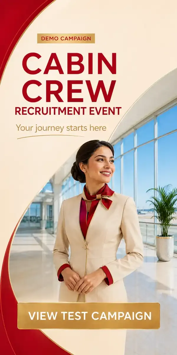 Article sidebar sponsored banners for airlines: Emirates Cabin Crew Open Day, Etihad Recruitment Event, Qatar Airways recruitment event, Philippine Airlines Cabin Crew Recruitment Event and Cebu Pacific Cabin Crew Recruitment Event.