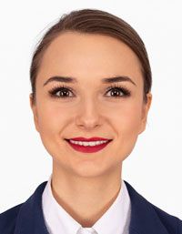 Emirates passport-style portrait for cabin crew application